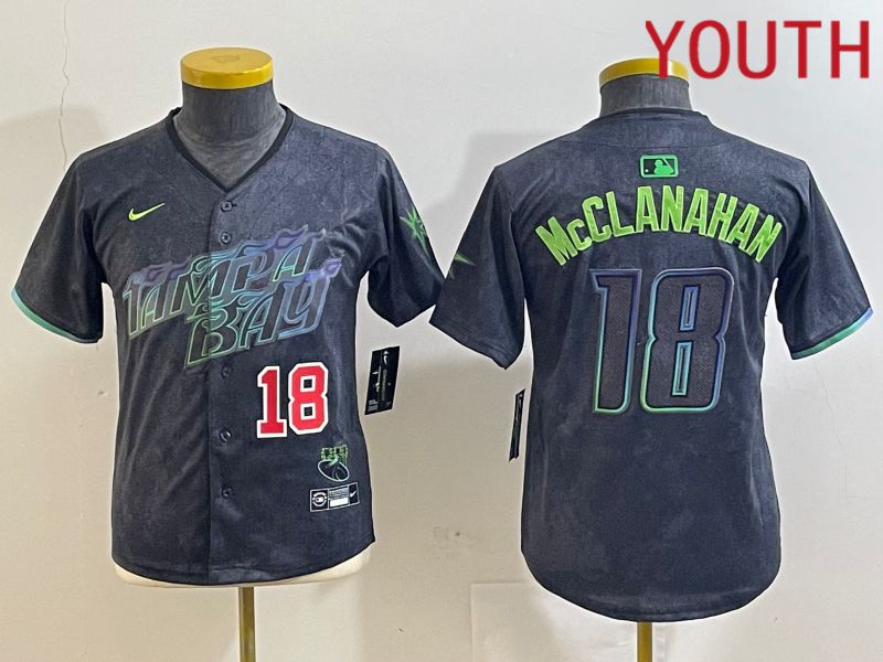 Youth Tampa Bay Rays 18 Mcclanahan Black City Edition 2024 Nike MLB Jersey style 3